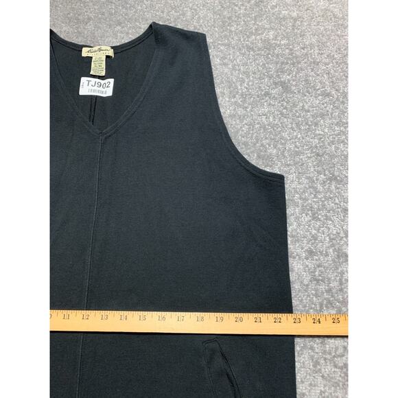 Eddie Bauer Tank Shift Dress Women Size XL Tall Black 100% Cotton V Neck Pockets - Picture 11 of 12